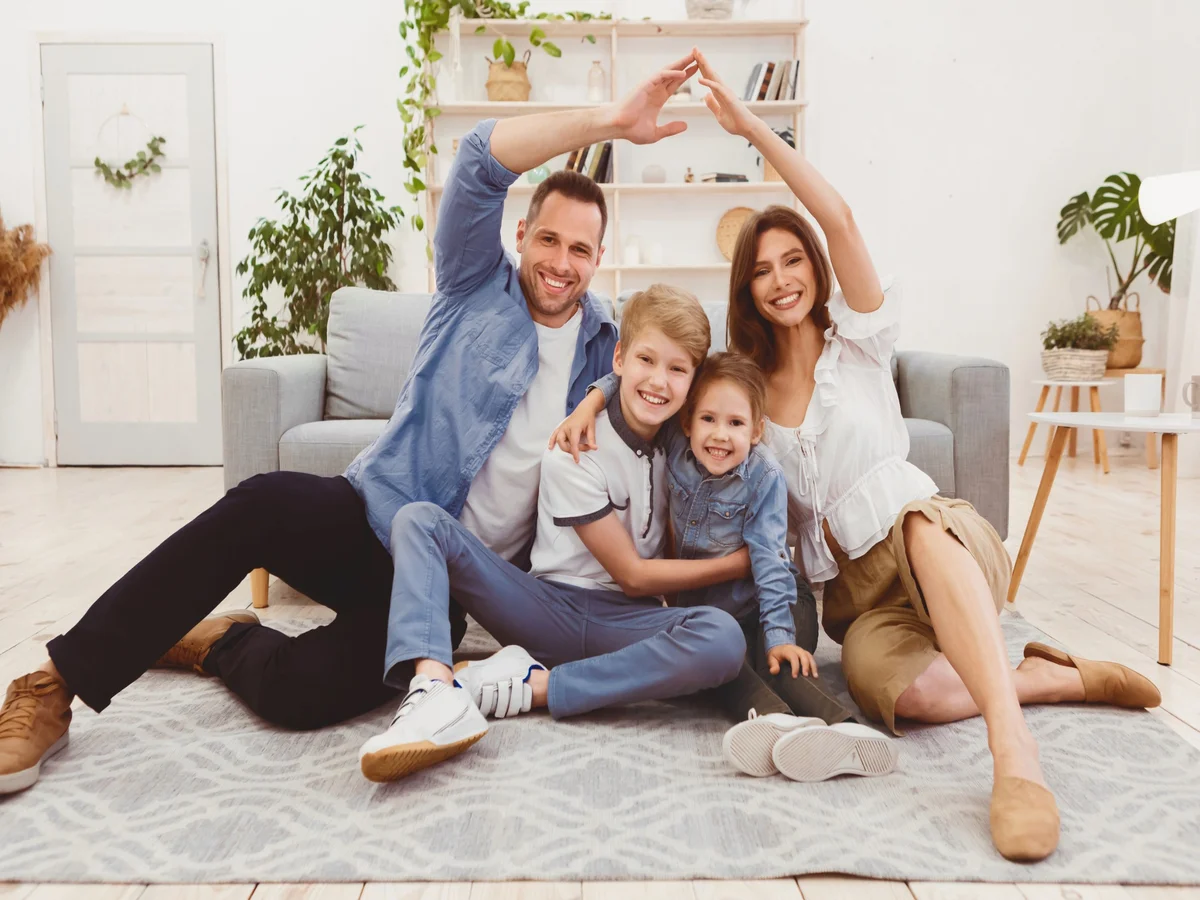 Happy family relaxing in their Tampa Bay, Florida home